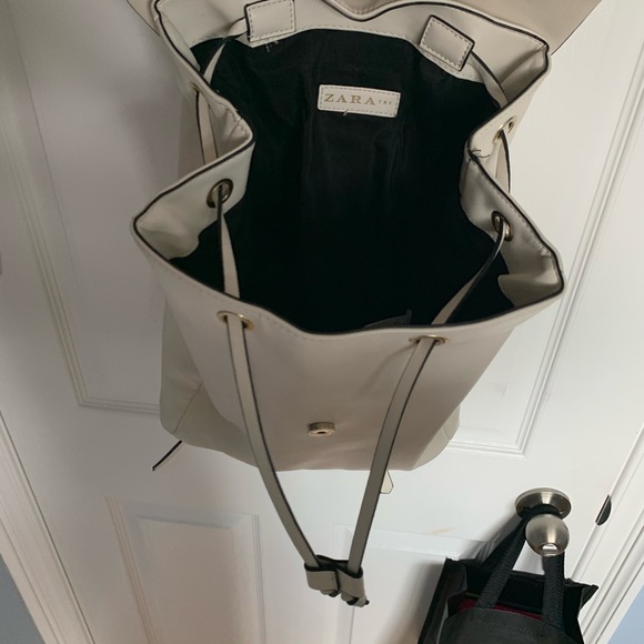 White Faux Leather Drawstring Backpack - Picture 7 of 9